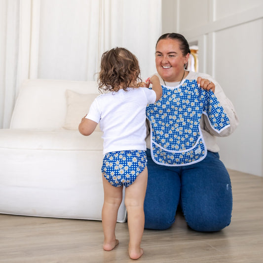 Bear & Moo Reusable Cloth Nappies | Large Reusable Nappy | Daisy Gingham print