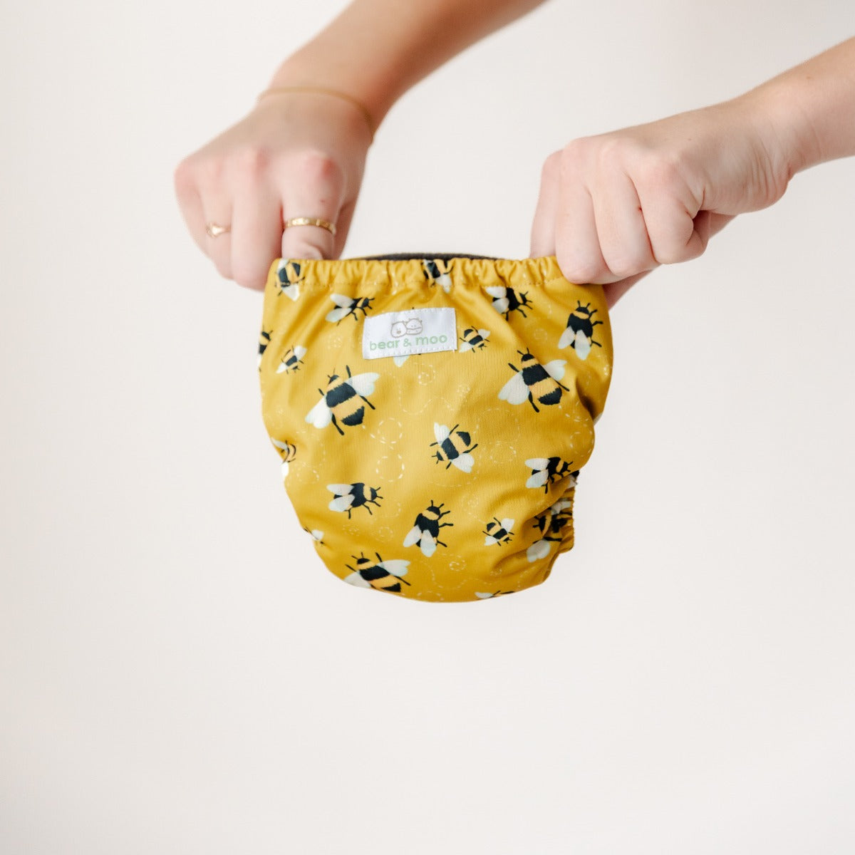 Bear & Moo Reusable Cloth Nappy | Reusable Newborn Nappy | Busy Bees print