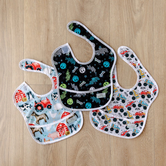 Bear & Moo Classic Bib | Waterproof Reusable Bib | Too Cool print