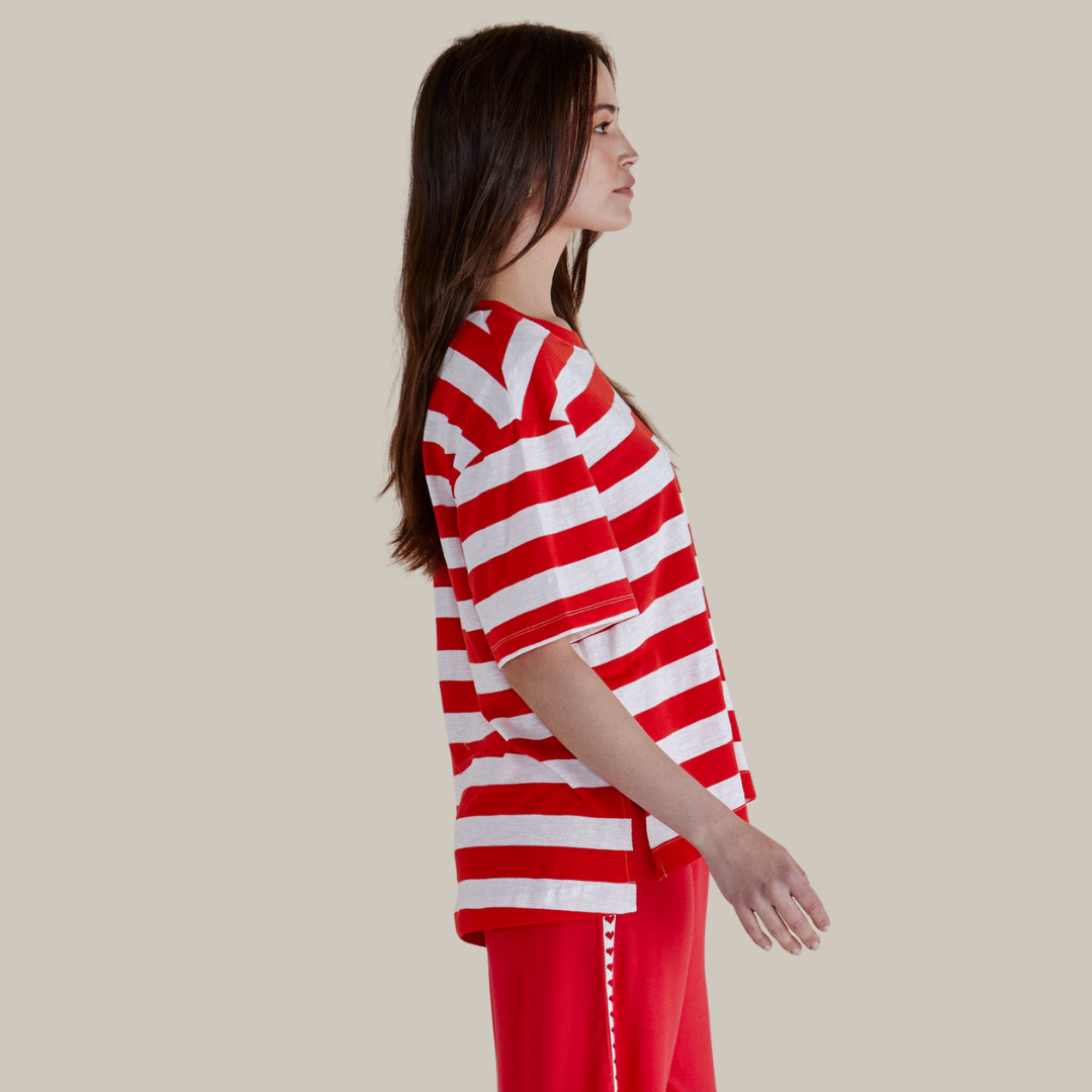 Betty Basics Relax Boxy Tee | Red Stripe available at Bear & Moo