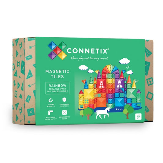 Connetix Tiles | 102 Piece Rainbow Creative Pack available at Bear & Moo