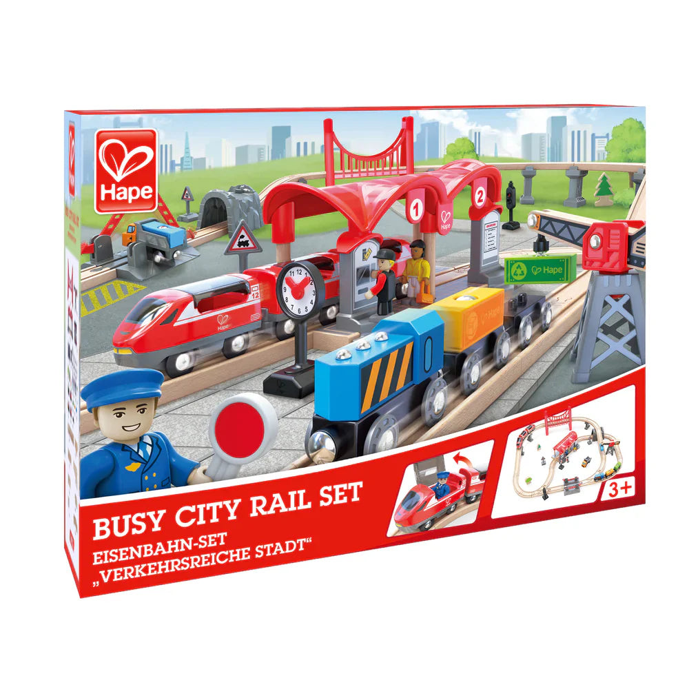 Hape Busy City Rail Set available at Bear & Moo