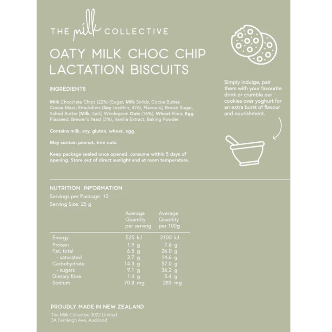 The Milk Collective Lactation Biscuit Oaty Milk Choc Chip available at Bear & Moo