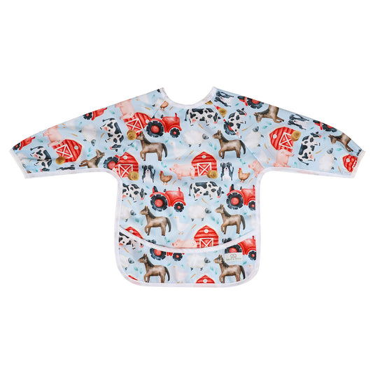 Bear & Moo Sleeved Bib | Waterproof Reusable Bib | Barnyard