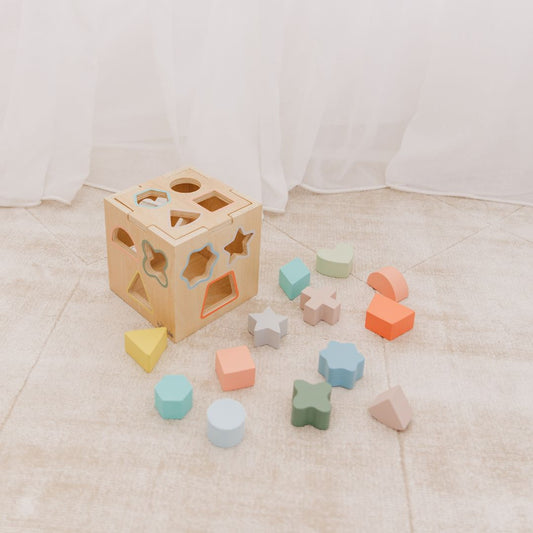 Bubble Wooden Shape Sorting Cube available at Bear & Moo