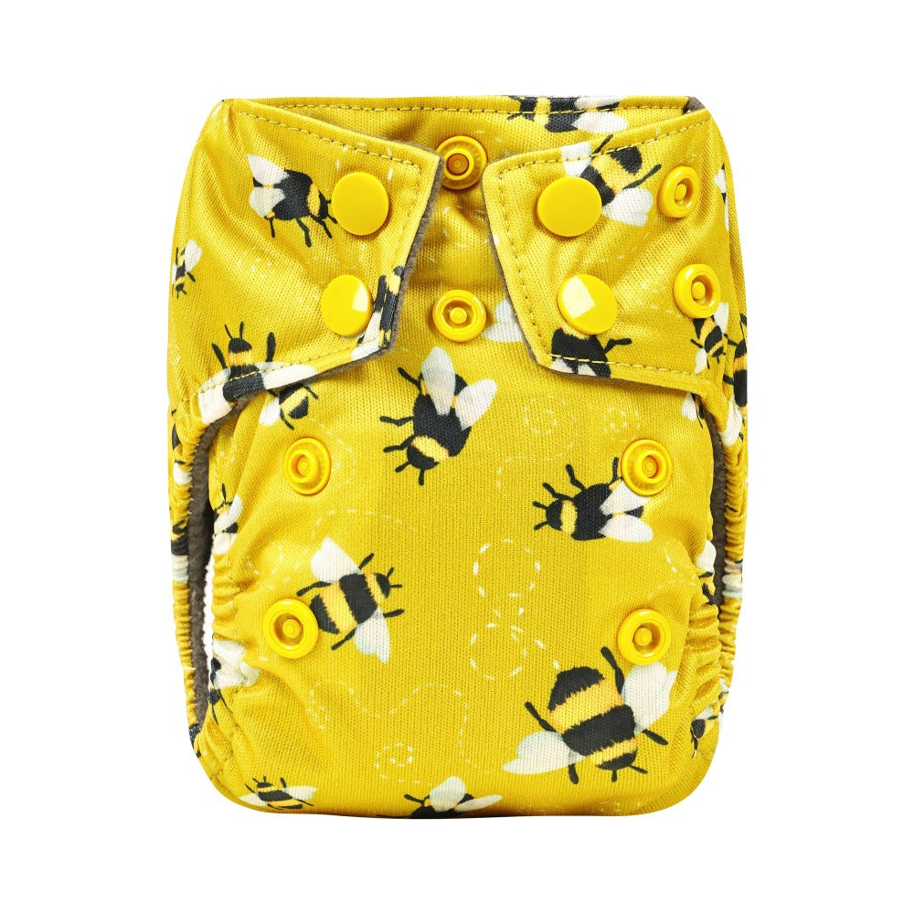 Bear & Moo Reusable Cloth Nappy | Reusable Newborn Nappy | Busy Bees print