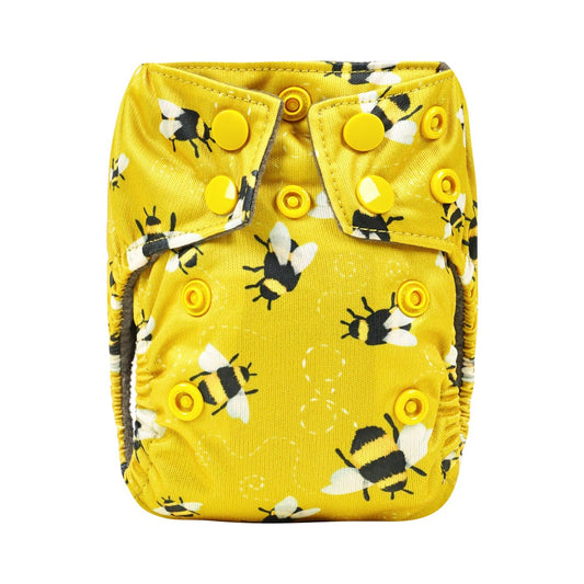 Bear & Moo Reusable Cloth Nappy | Reusable Newborn Nappy | Busy Bees print