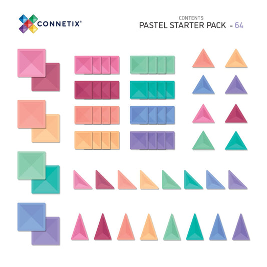 CONNETIX Magnetic Tiles | 64 Piece Pastel Starter Pack available at Bear & Moo