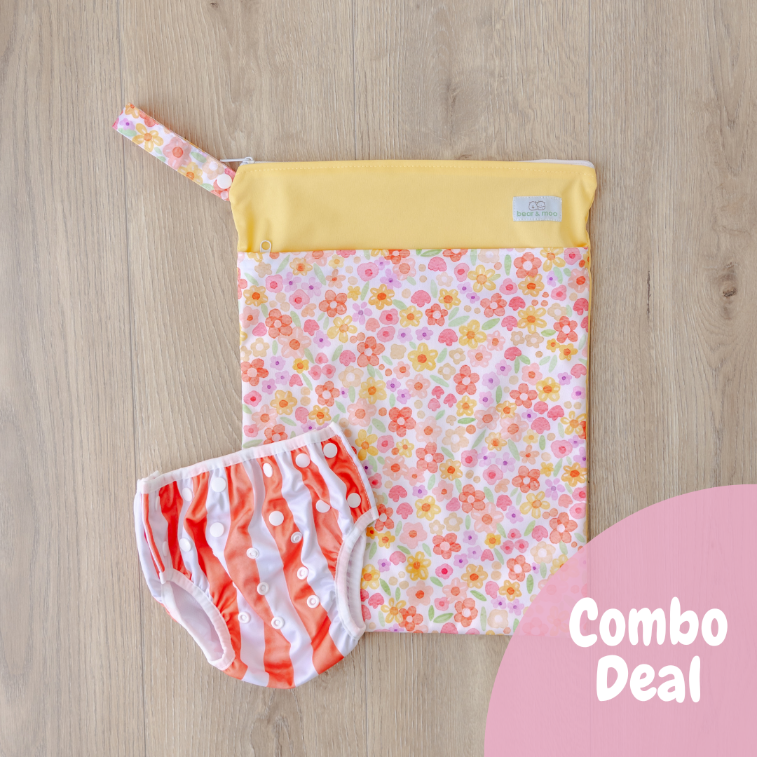 Bear Moo Swim Nappy Large Wet Bag Bundle Reusable Nappies