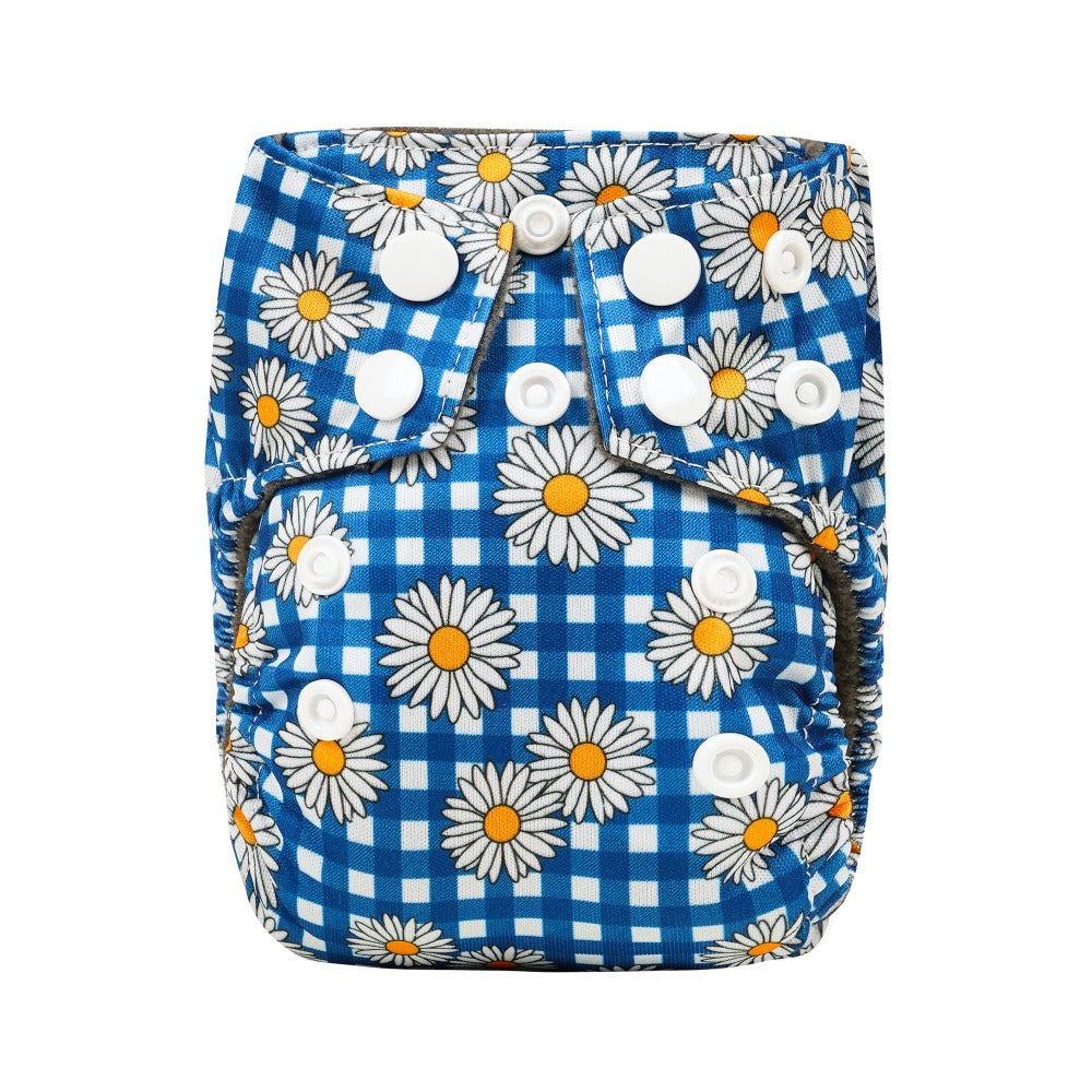 Bear & Moo Reusable Cloth Nappies | Newborn Reusable Nappy | Daisy Gingham print