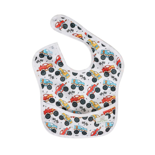 Bear & Moo Classic Bib | Waterproof Reusable Bib | Demolition Derby print