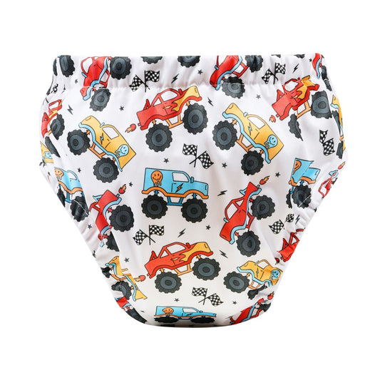 Bear & Moo Reusable Training Nappy | Demolition Derby print
