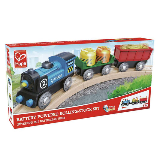 Hape Battery Powered Rolling-Stock Set available at Bear & Moo
