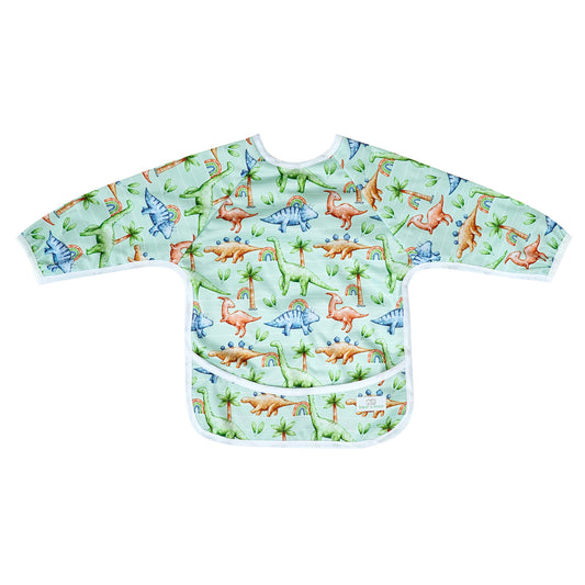 Bear & Moo Sleeved Bib | Waterproof Reusable Bib | Jurassic Print