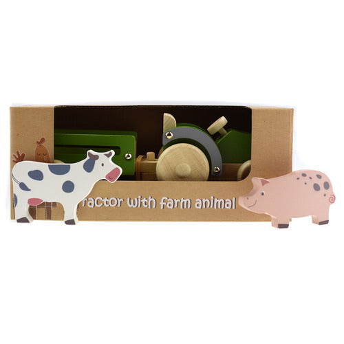 Green Tractor & Trailer | Allen Wooden Toys available at Bear & Moo