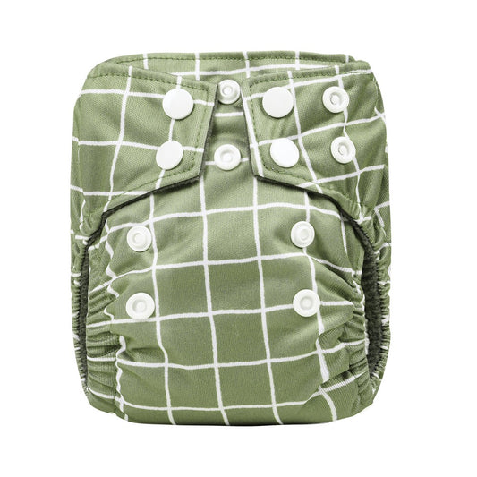 Bear & Moo Reusable Cloth Nappy | Reusable Cloth Nappies | Newborn Nappy in Khaki Gingham