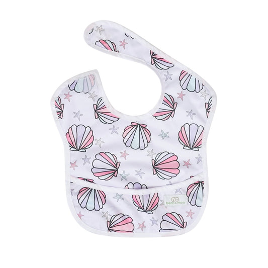Bear & Moo Classic Bib | Waterproof Reusable Bib |  Mermaid Shells print