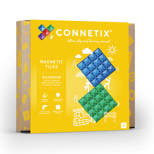 CONNETIX Magnetic Tiles | 2 Piece Base Plate Pack - Blue & Green available at Bear & Moo