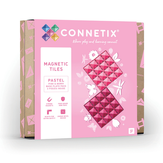 CONNETIX Magnetic Tiles | 2 Piece Base Plate Pack - Pink & Berry available at Bear & Moo