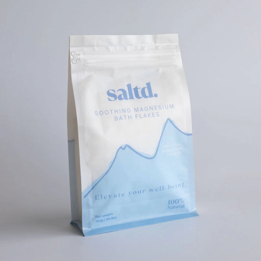 Saltd. Soothing Magnesium Bath Flakes available at Bear & Moo