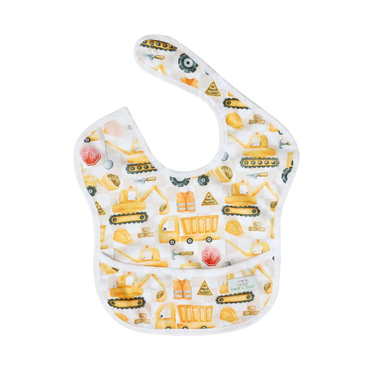 Bear & Moo Classic Bib | Waterproof Reusable Bib | Stop for Construction print