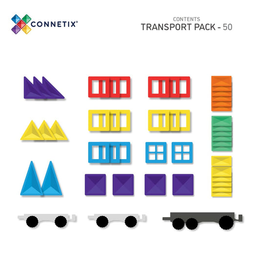 CONNETIX Magnetic Tiles | 50 Piece Rainbow Transport Pack available at Bear & Moo