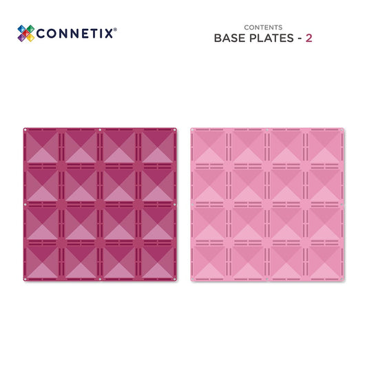 CONNETIX Magnetic Tiles | 2 Piece Base Plate Pack - Pink & Berry available at Bear & Moo