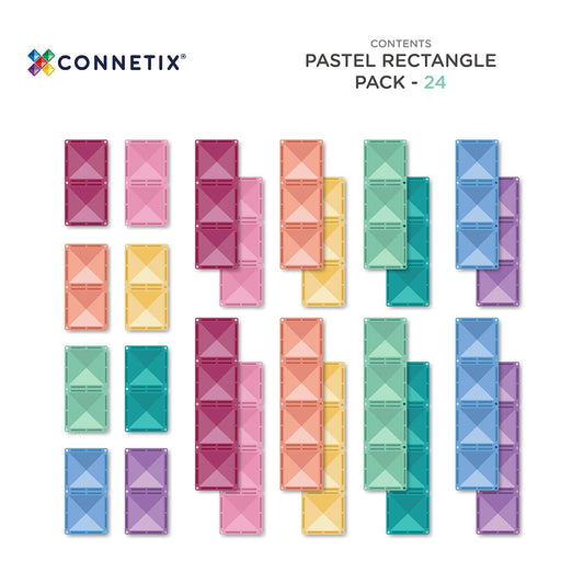 CONNETIX Magnetic Tiles | 24 Piece Pastel Rectangle Pack available at Bear & Moo