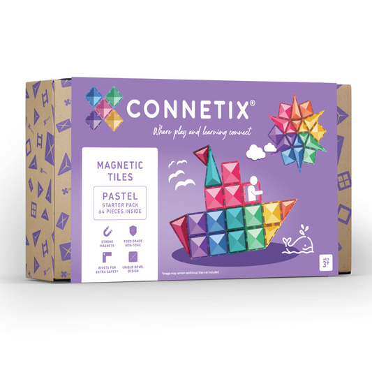 CONNETIX Magnetic Tiles | 64 Piece Pastel Starter Pack available at Bear & Moo