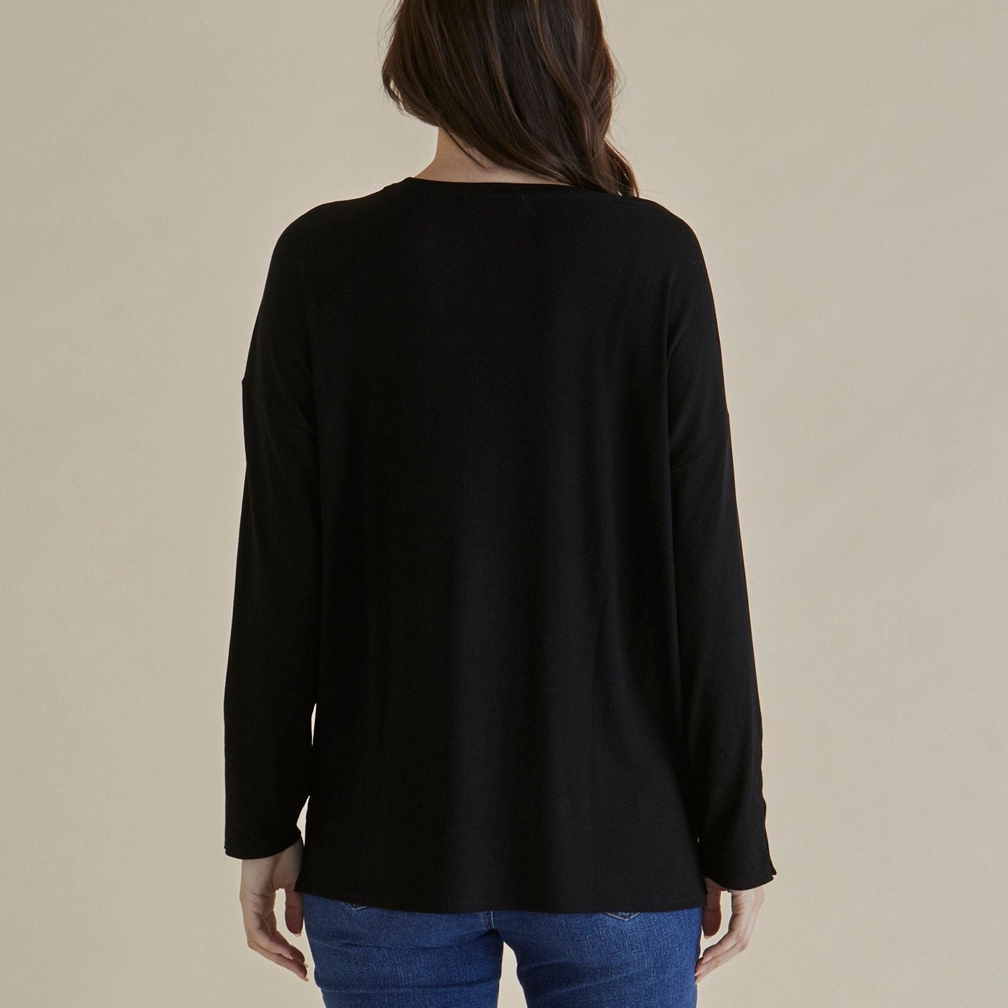 Betty Basics Hendrix Ribbed Long Sleeve Tee | Black available at Bear & Moo