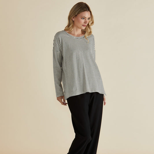 Brixley Long Sleeve Top | Black Stripe