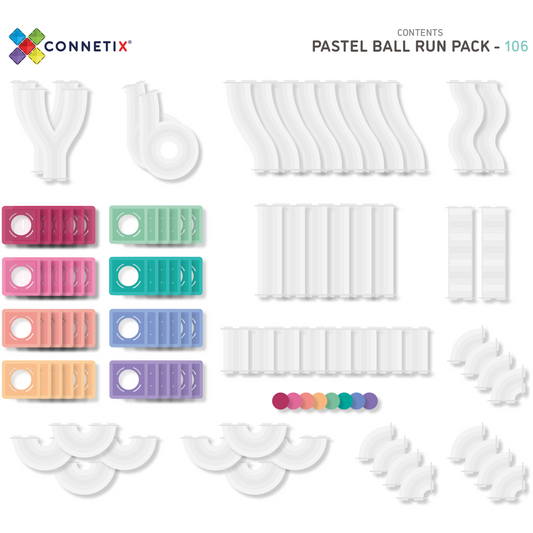 CONNETIX Tiles | 106 Piece Pastel Ball Run Pack available at Bear & Moo