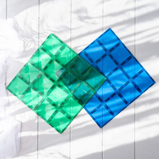 CONNETIX Magnetic Tiles | 2 Piece Base Plate Pack - Blue & Green available at Bear & Moo