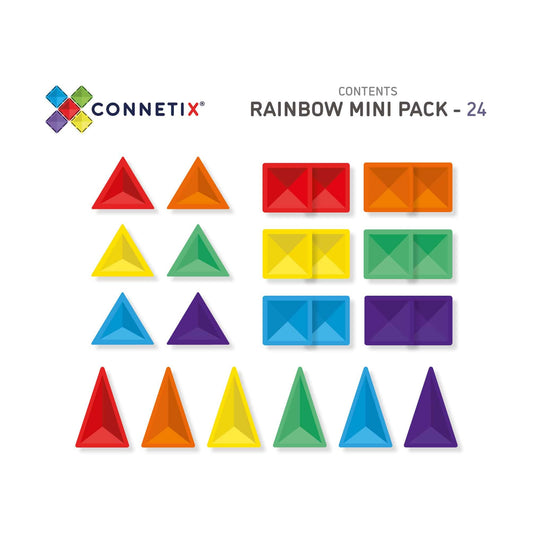 CONNETIX Magnetic Tiles | 24 Piece Mini Rainbow Pack available at Bear & Moo