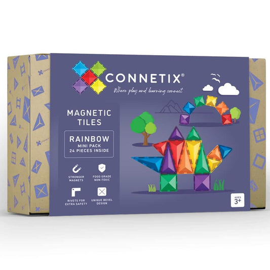 CONNETIX Magnetic Tiles | 24 Piece Mini Rainbow Pack available at Bear & Moo
