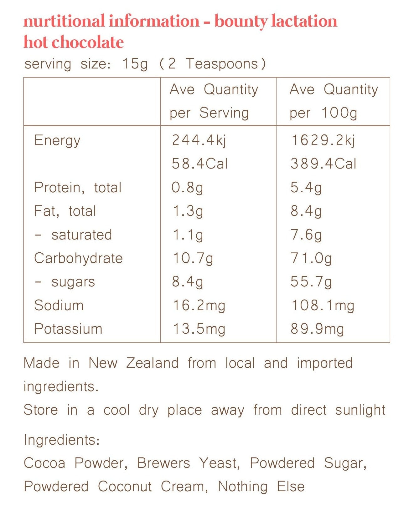 Mammas Milk Bar Lactation Hot Chocolate | Coconut Chocolate from Bear & Moo