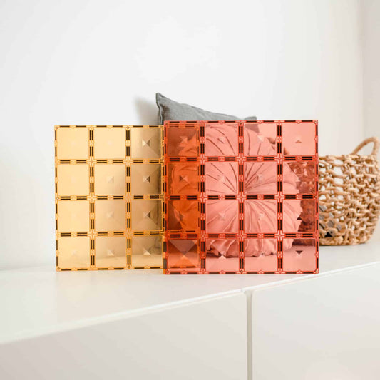 CONNETIX Magnetic Tiles | 2 Piece Base Plate Pack - Lemon & Peach available at Bear & Moo