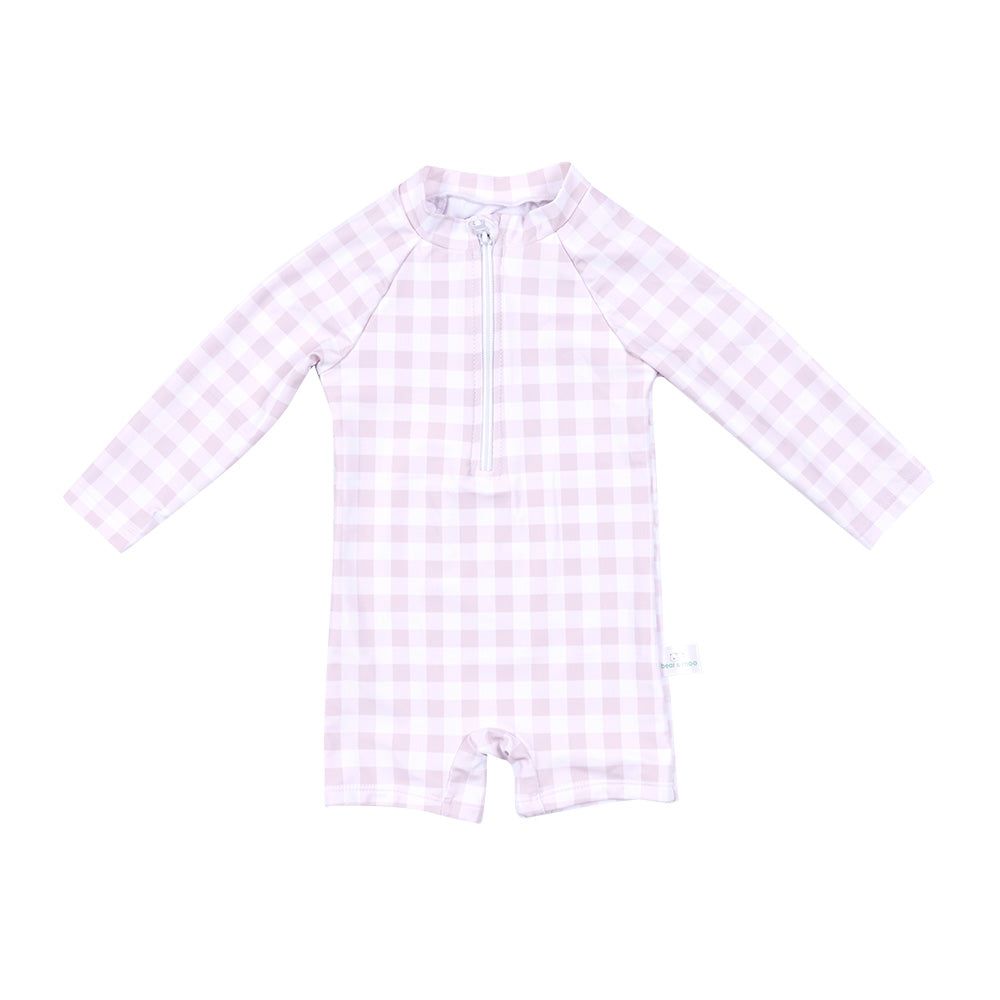 Bear & Moo Swimsuits | Emerson in Oat Gingham | available at Bear & Moo