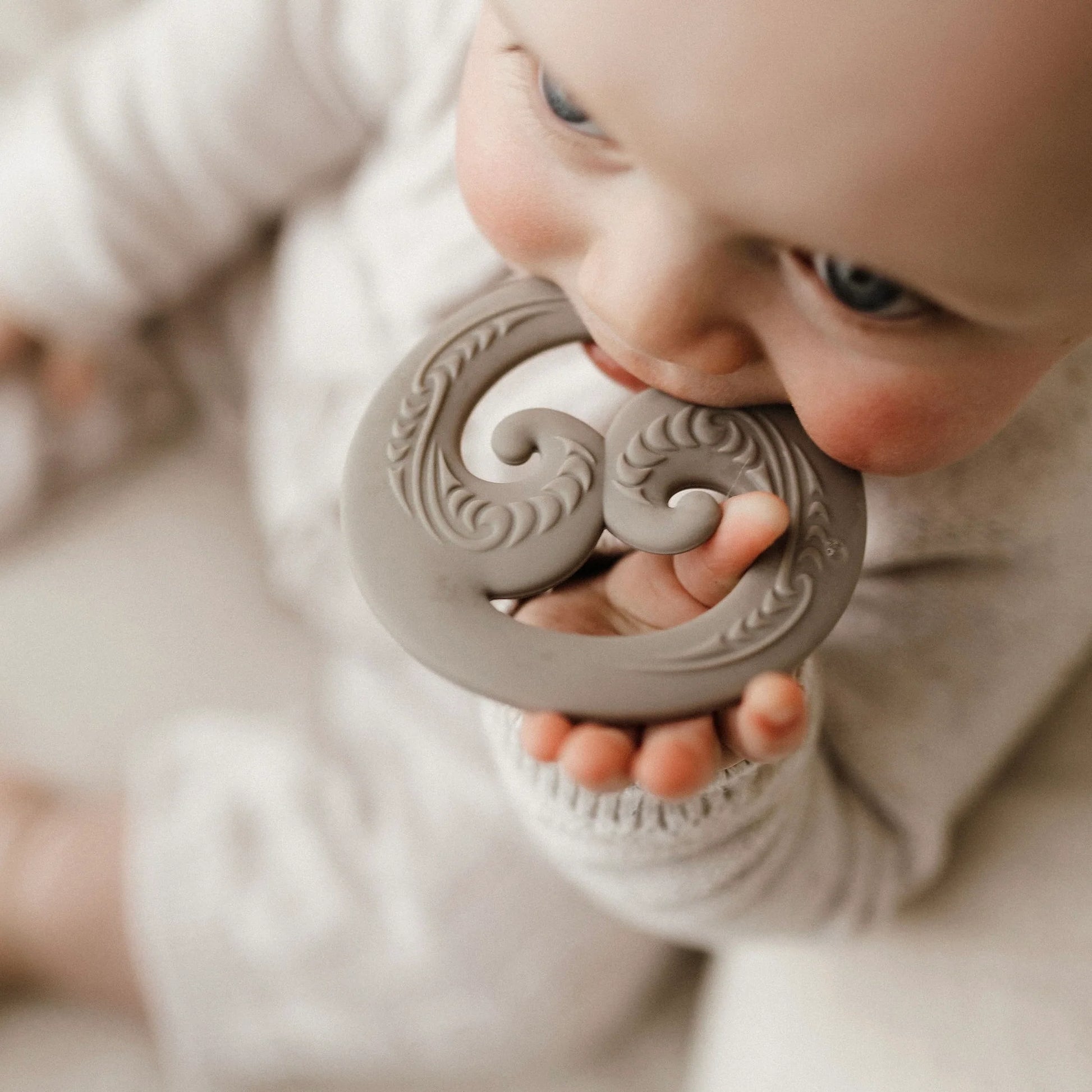 BO & KO Baby Koru Teether | Olive available at Bear & Moo