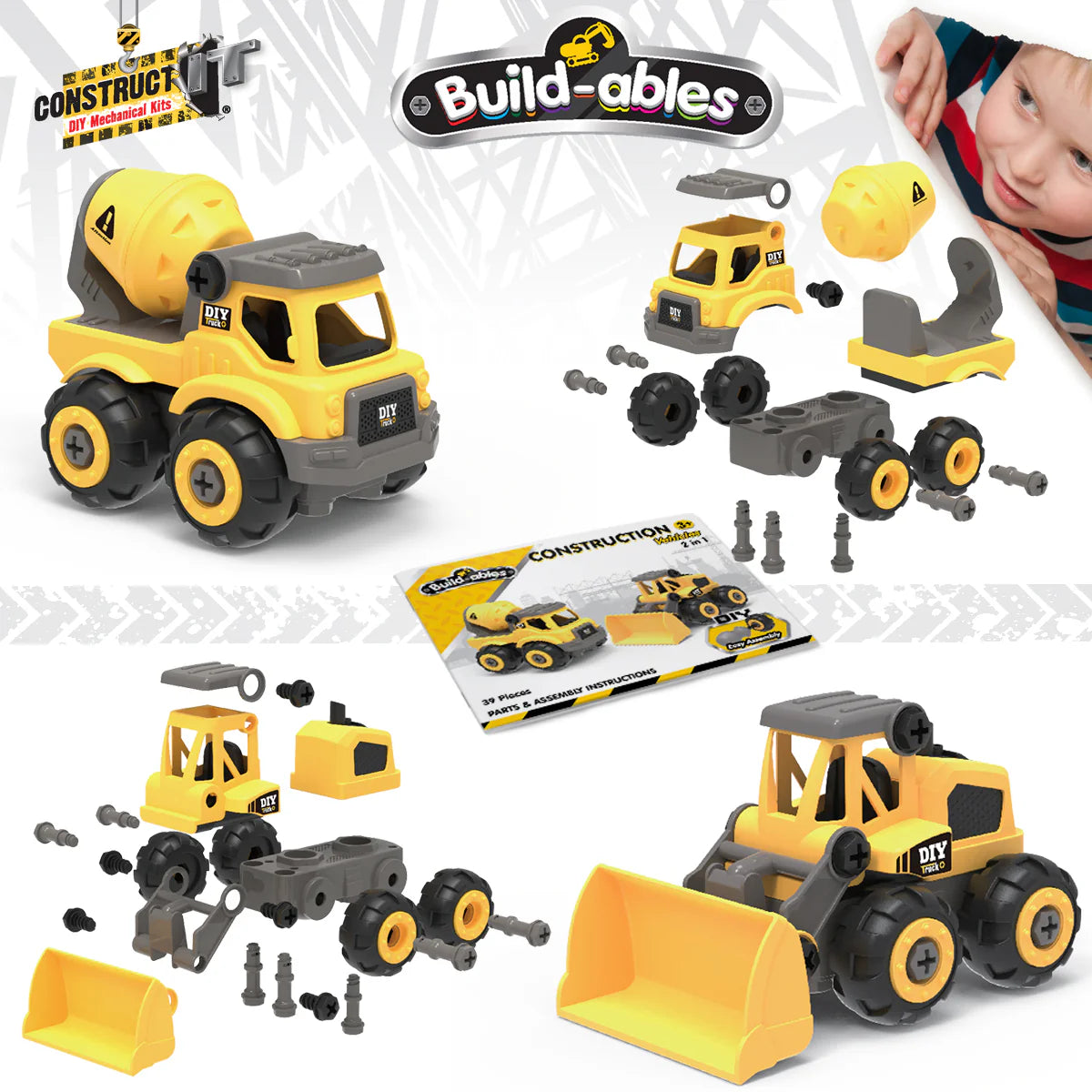 Construct IT Build-ables | Construction Vehicles available at Bear & Moo