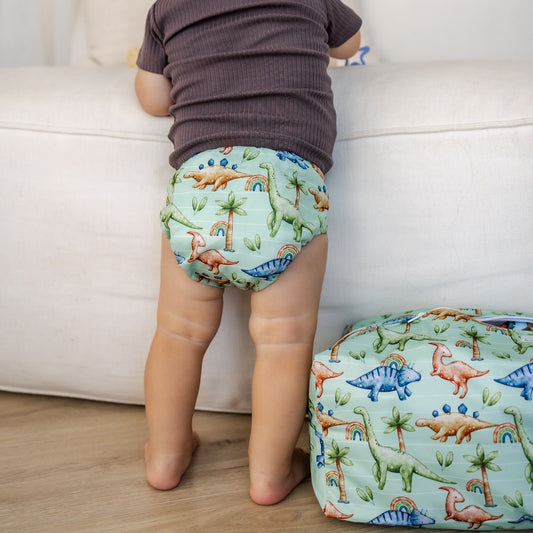 Bear & Moo Reusable Nappy Pod in Jurassic