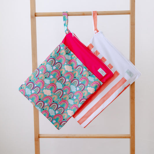 Large Wet Bag | Coral Stripes