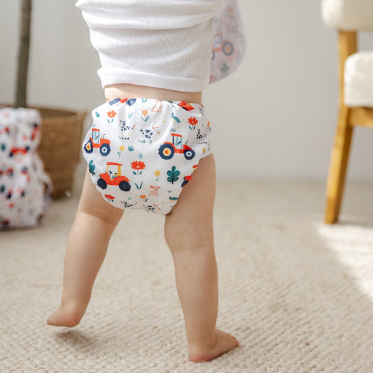 Tractor Tracks Cloth Nappy | One Size Fits Most
