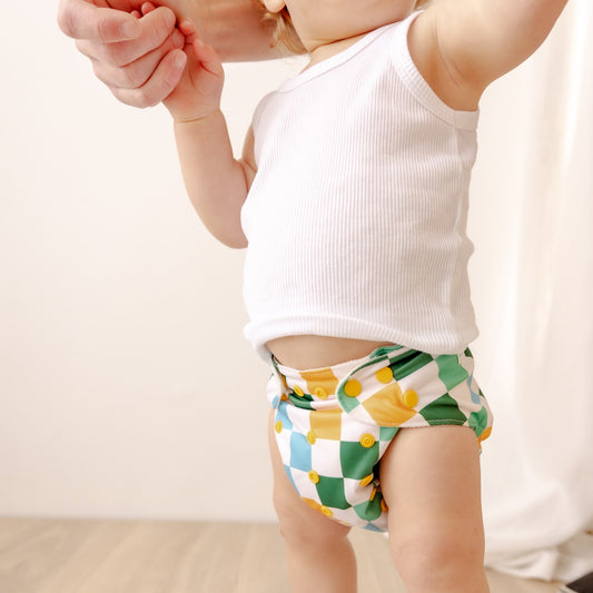 Retro Checkerboard Cloth Nappy | One Size Fits Most