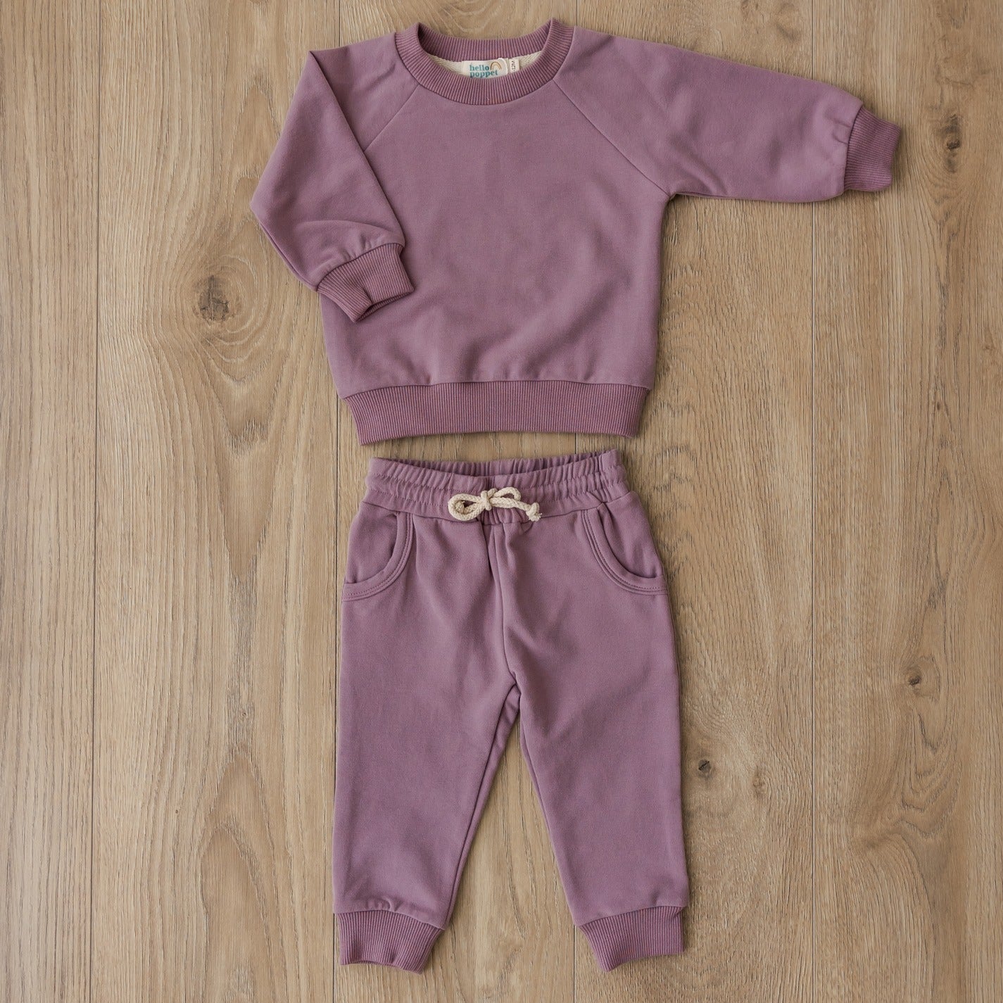 Hello Poppet Drew Set in Lavender available at Bear & Moo