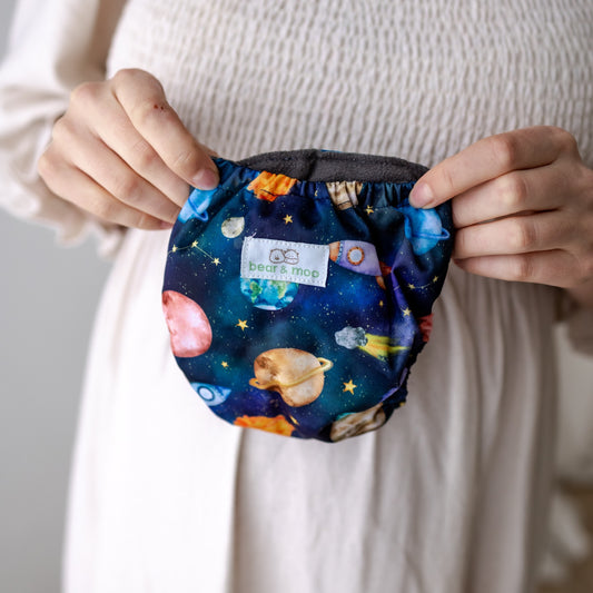 Bear & Moo Space Rockets Reusable Newborn Nappy