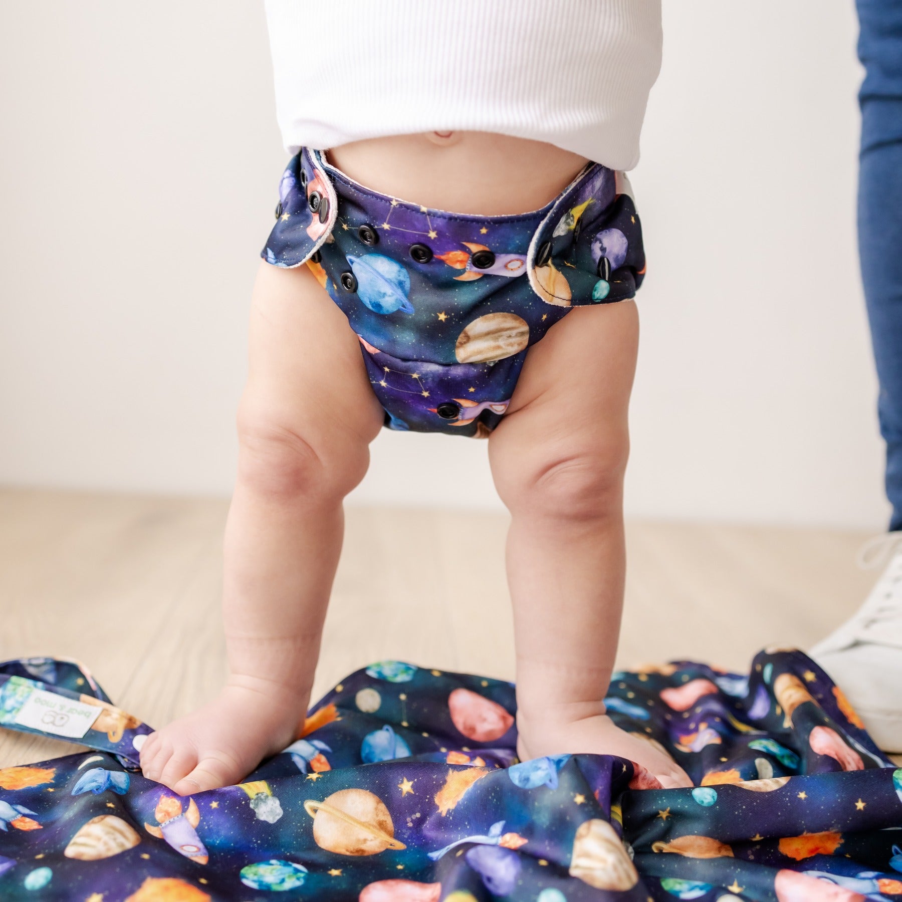 Bear & Moo Space Rockets Cloth Nappy | One Size Fits Most