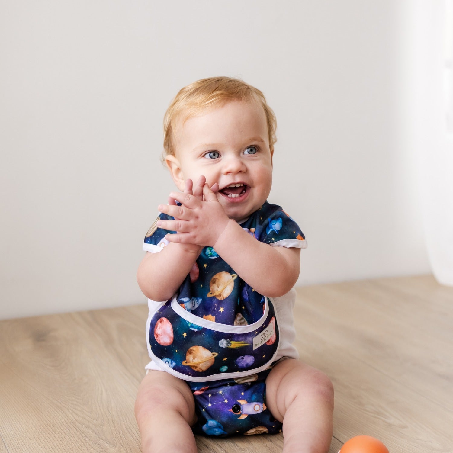 Bear & Moo Classic Bib | Space Rockets