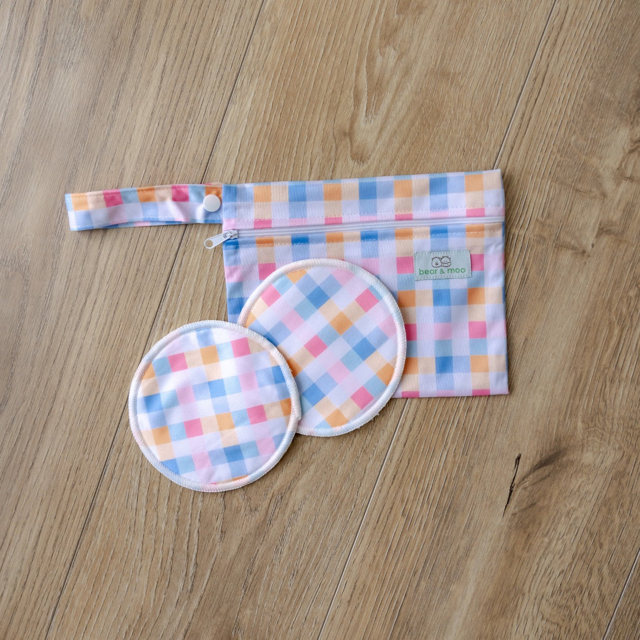 Bear & Moo Mini Wet Bag | Pastel Plaid