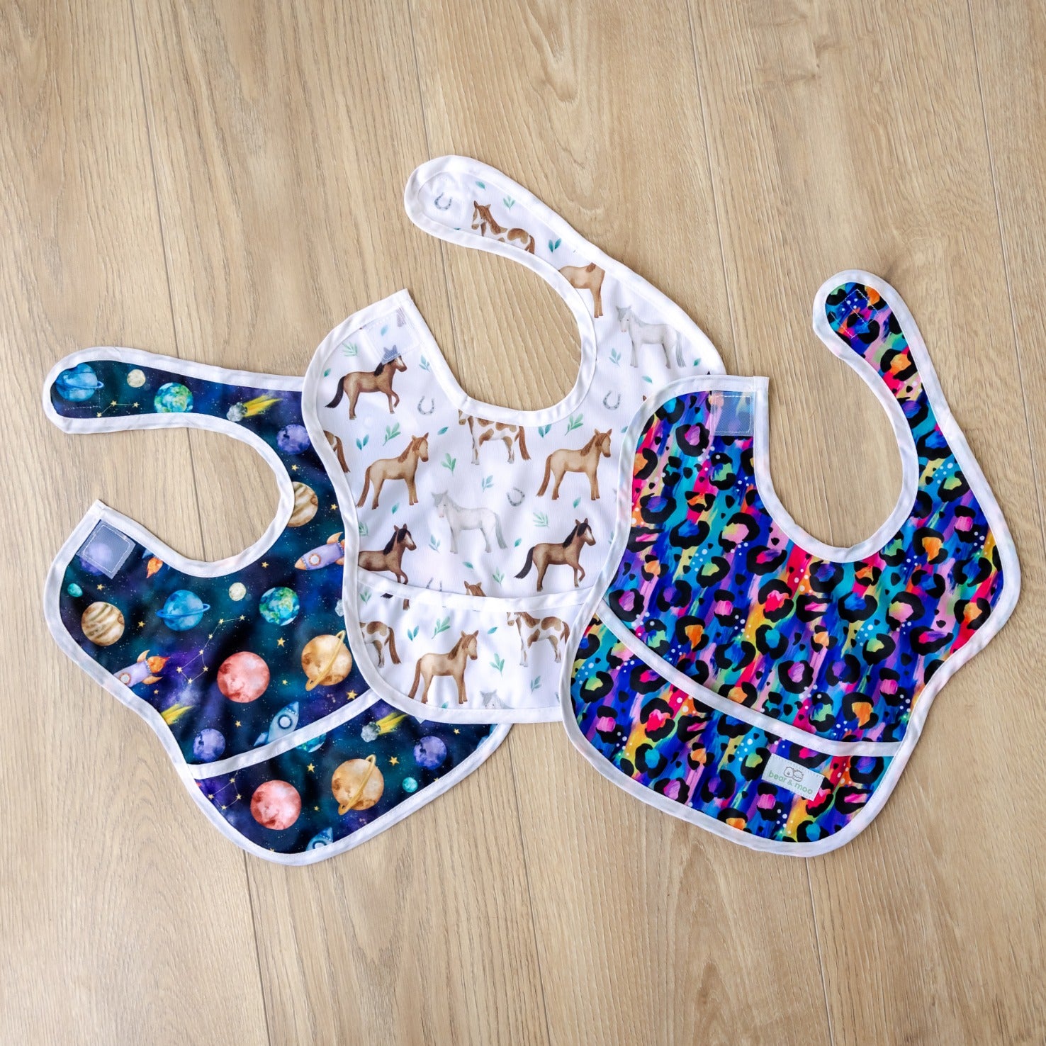 Bear & Moo Classic Bib | Space Rockets